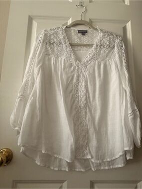 Style & Co. White Embroidered V-Neck Boho Tunic